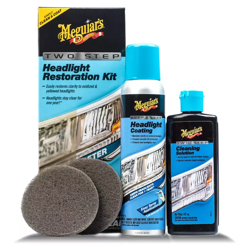Meguiar's Two Step Headlight Restoration Kit, Headlight Cleaner Restores Clear Car Plastic and Protects from Re-Oxidation