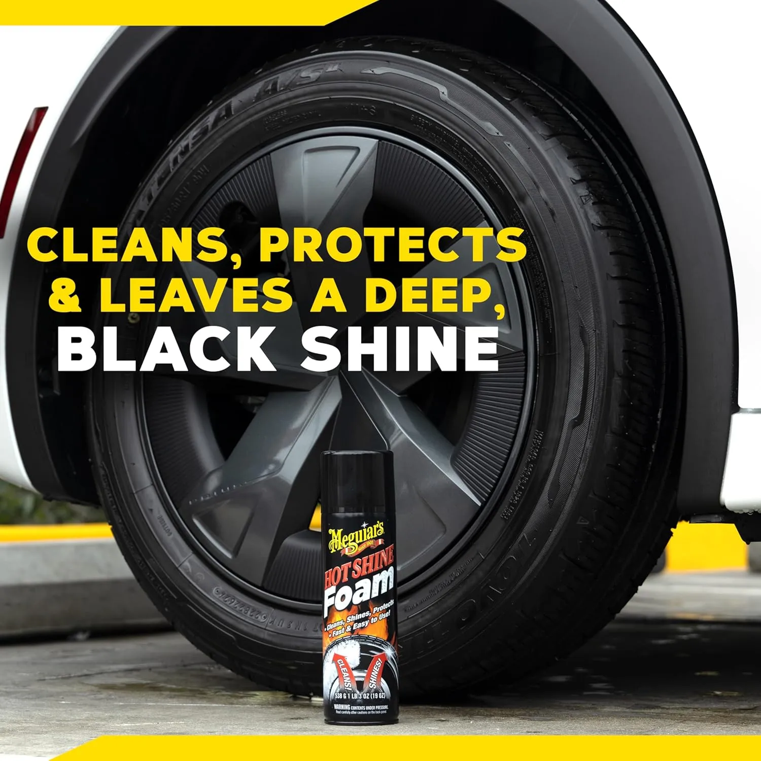 Meguiar's Hot Shine Tire Foam - High Goss Tire Shine That Cleans, Shines, and Protects in One, Deep