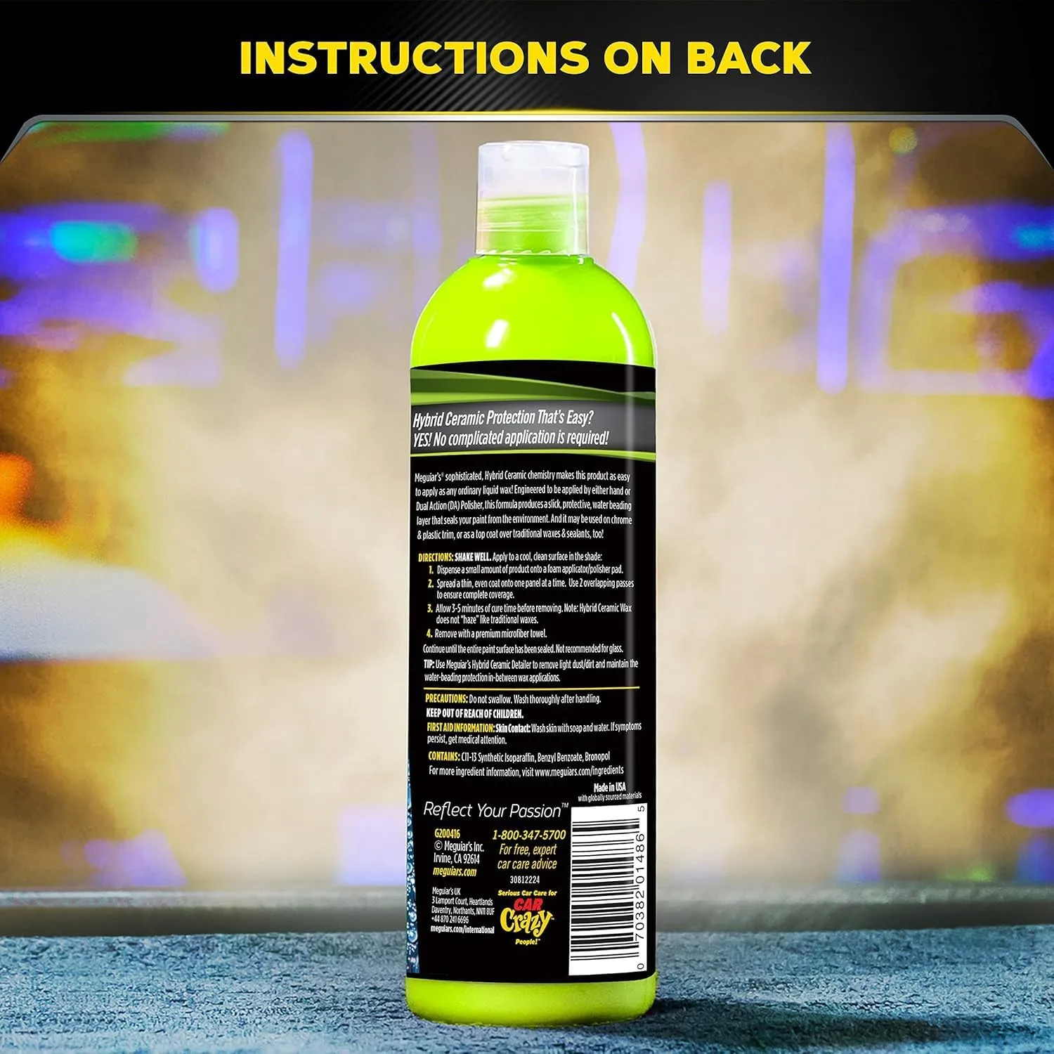 Meguiar's G200416EU Hybrid Ceramic Liquid Car Wax 473ml Advanced SiO2 Technology Liquid Wax