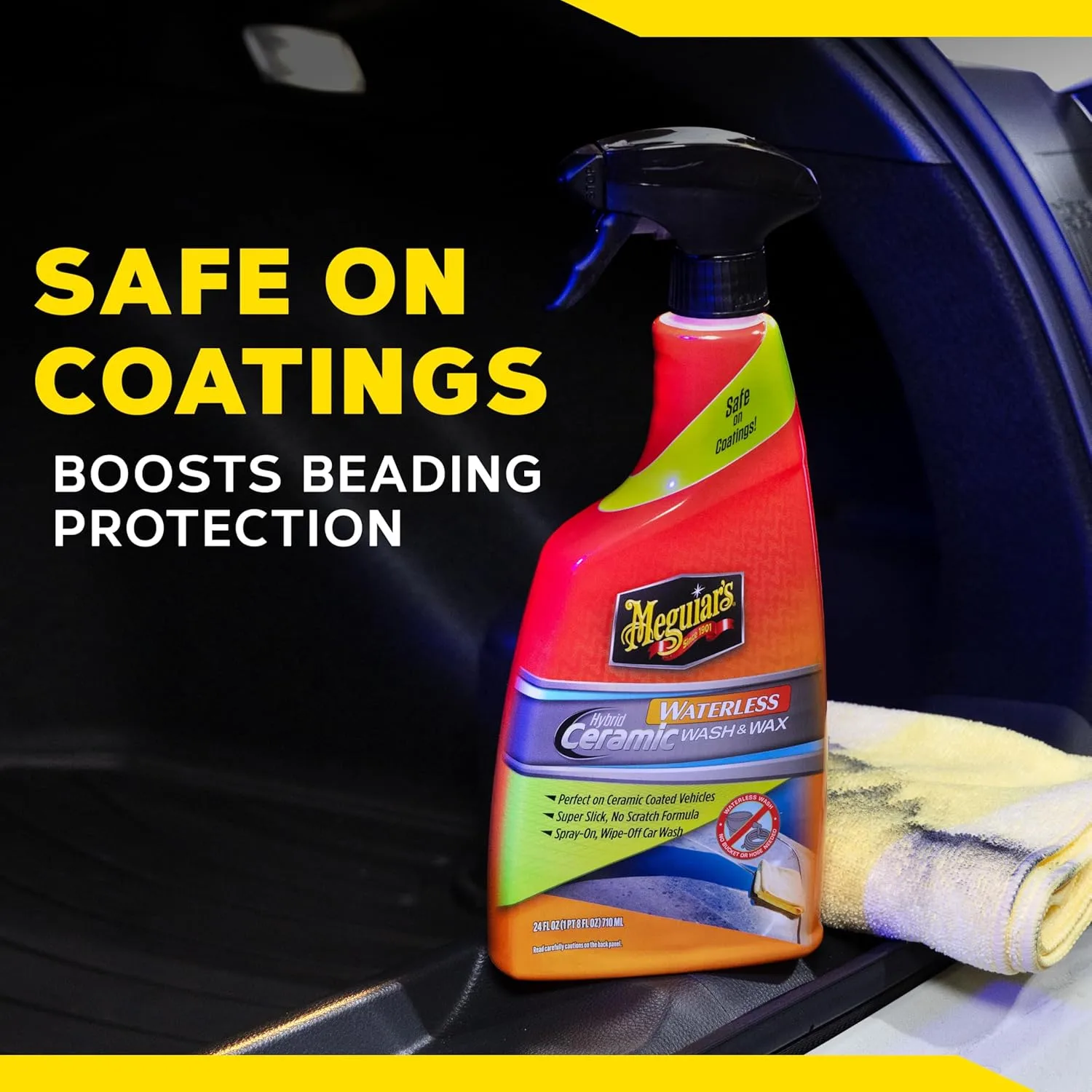 Meguiar’s Hybrid Ceramic Waterless Wash & Wax - Waterless Car Wash Spray with Ceramic Chemistry for a Slick