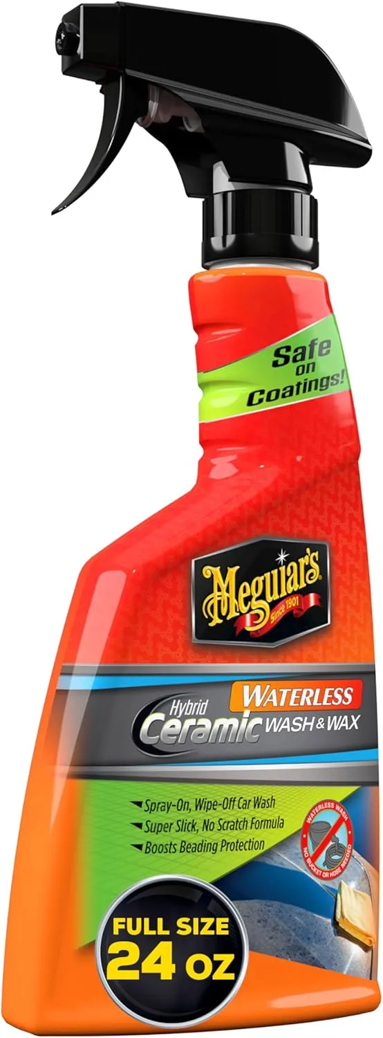 Meguiar’s Hybrid Ceramic Waterless Wash & Wax - Waterless Car Wash Spray with Ceramic Chemistry for a Slick
