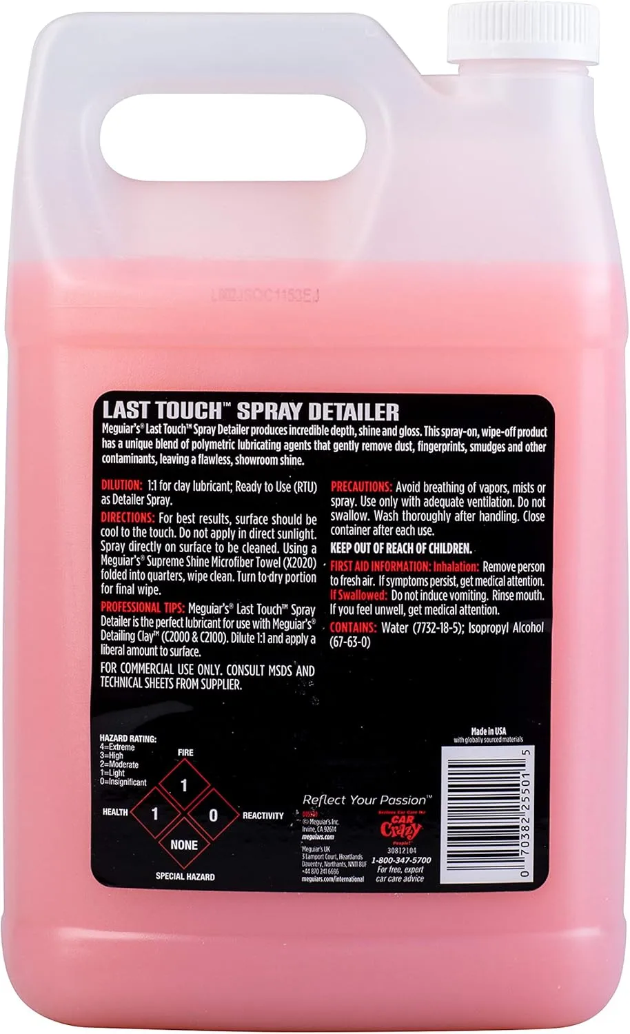 Meguiar's D15501 Last Touch Spray Detailer, Great for Use as Clay Lubricant, creates a Showroom Shine, Removes Dust, Smudges