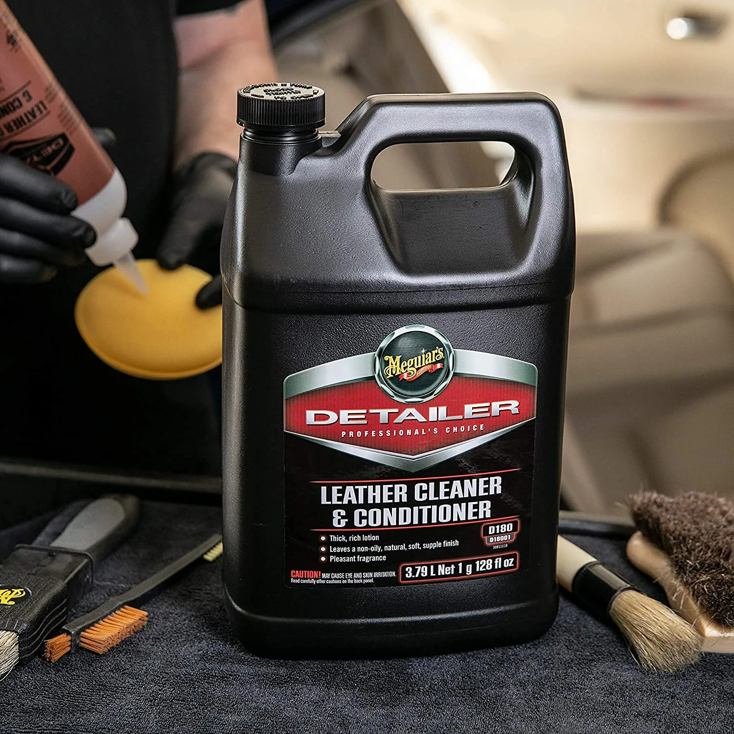 Meguiar’s Professional Leather Cleaner & Conditioner D18001 - 1 Gallon Leather Cleaner & Conditioner Specifically Formulated