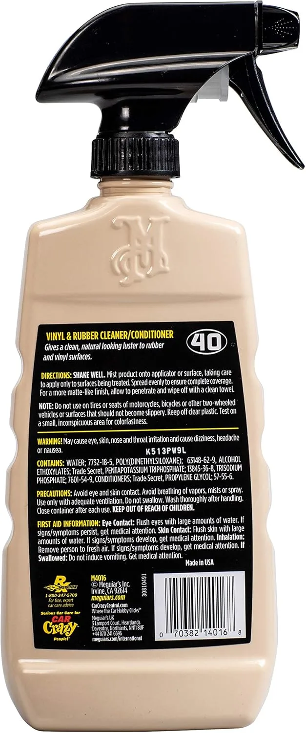 Meguiar's Professional Vinyl and Rubber Cleaner Conditioner M4016 - Pro-Grade for Interior and Exterior