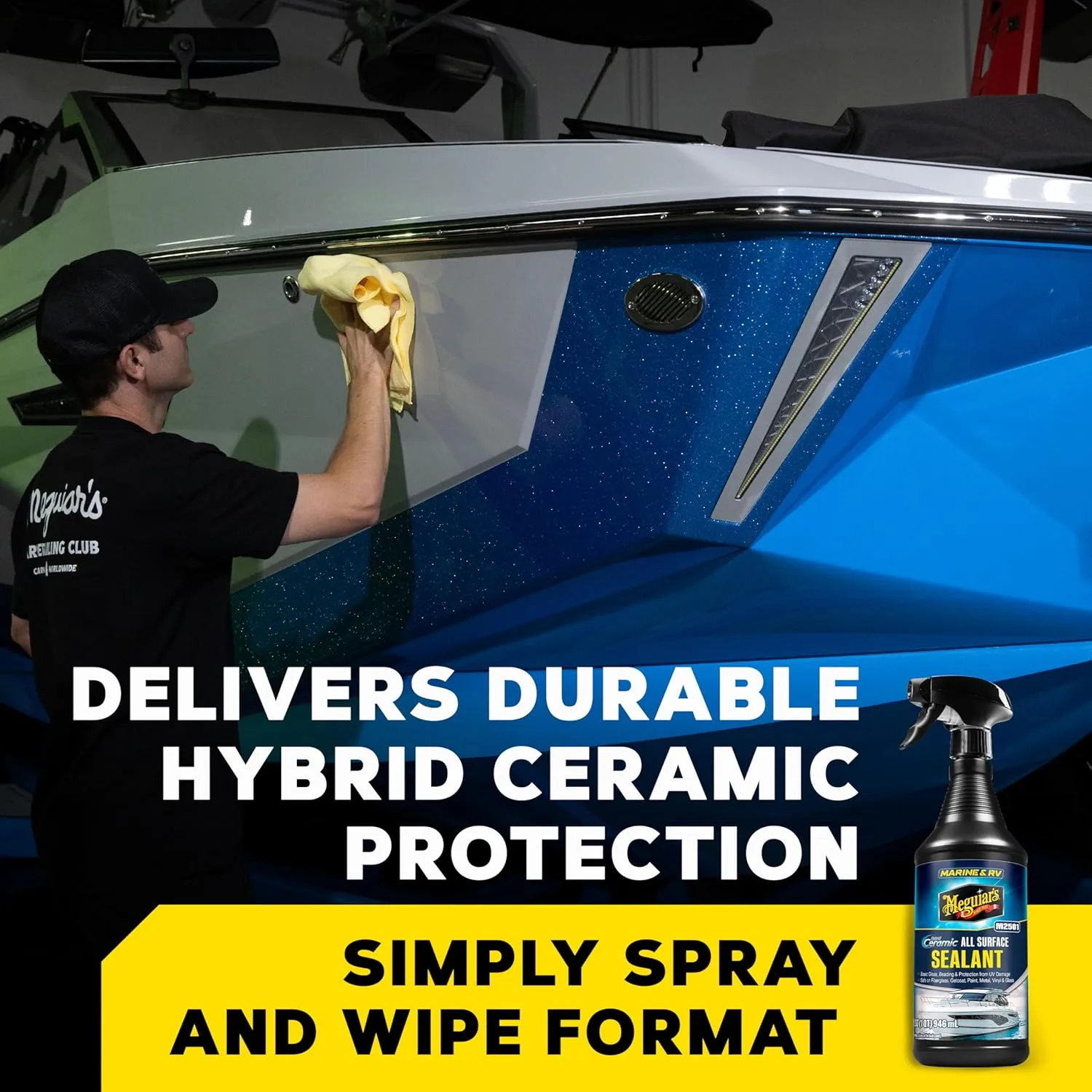 Meguiar’s Marine & RV Hybrid Ceramic All Surface Sealant - Premium Fiberglass and Gel Coat Sealant that Boosts Gloss