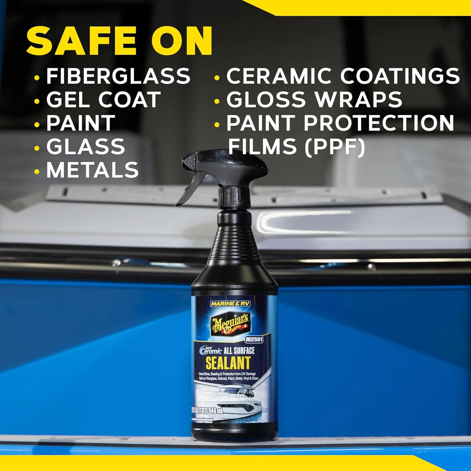 Meguiar’s Marine & RV Hybrid Ceramic All Surface Sealant - Premium Fiberglass and Gel Coat Sealant that Boosts Gloss