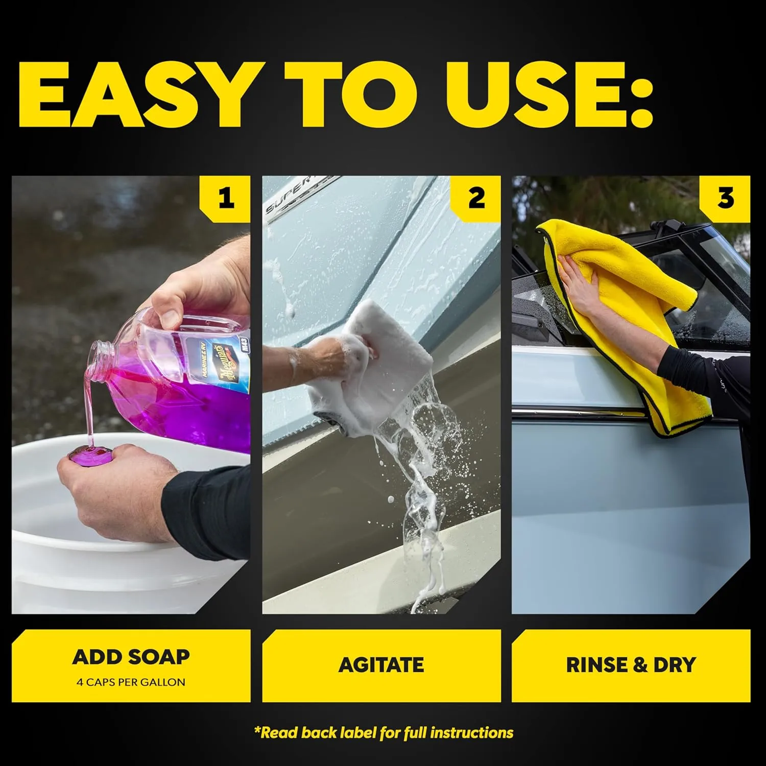 Meguiar's M43 Marine/RV Boat Wash, pH-Balanced Boat/RV Wash for Protecting Fiberglass and Gel Coat