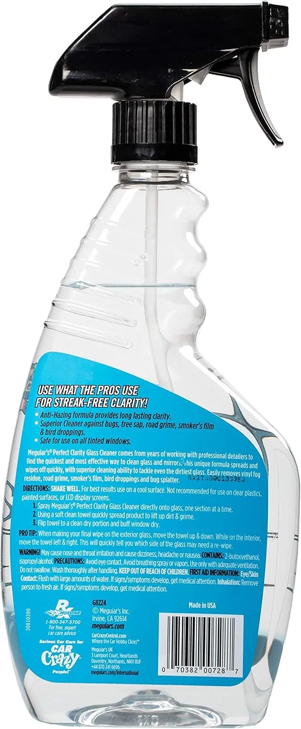 Meguiar's Perfect Clarity Glass Cleaner, Anti-Hazing Streak-Free, 24 oz