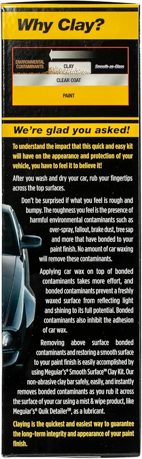 Meguiar's G191700 Smooth Surface Clay Kit, Safe and Easy Car Claying for Smooth as Glass Finish Clay Kit (180g)