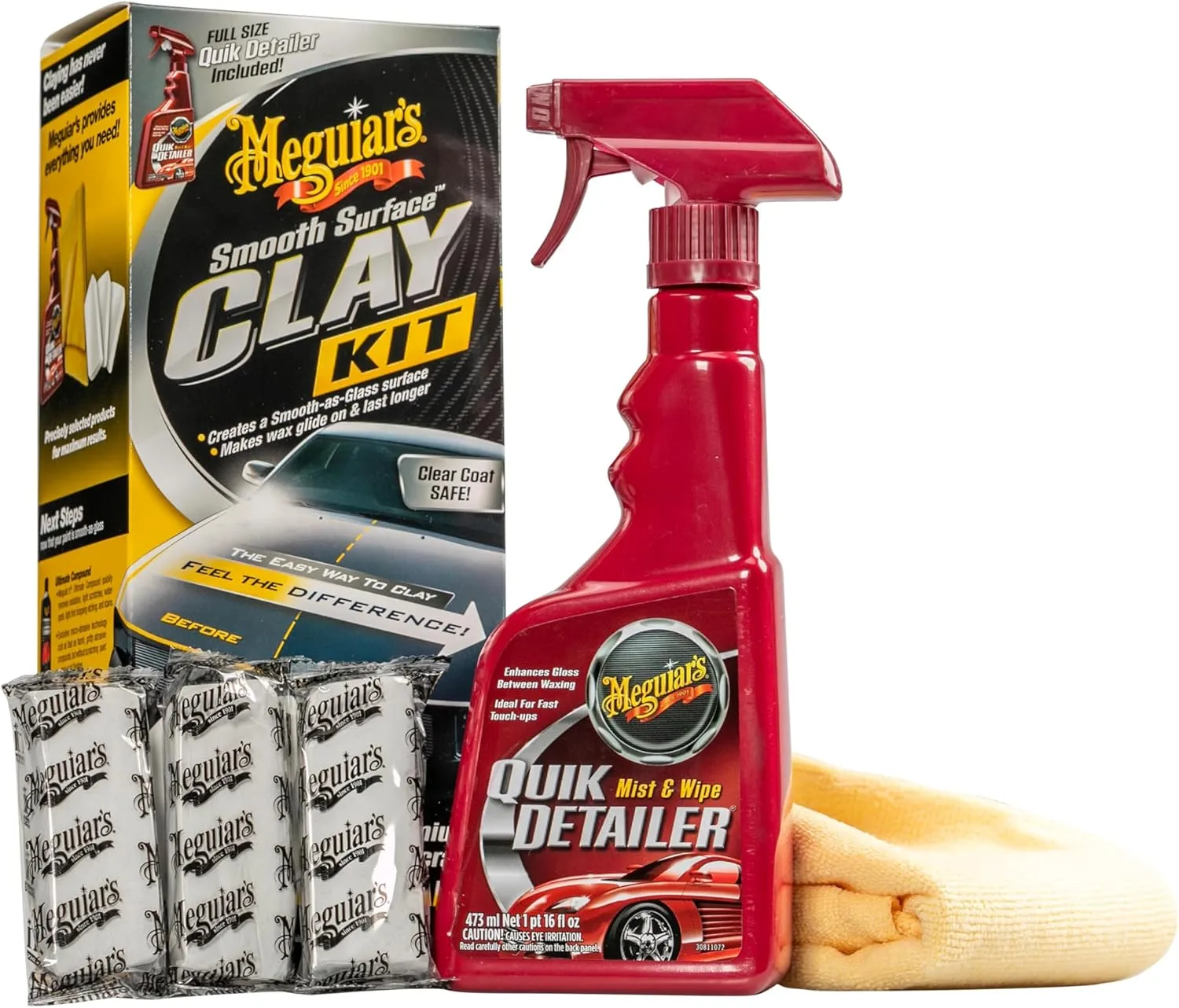 Meguiar's G191700 Smooth Surface Clay Kit, Safe and Easy Car Claying for Smooth as Glass Finish Clay Kit (180g)
