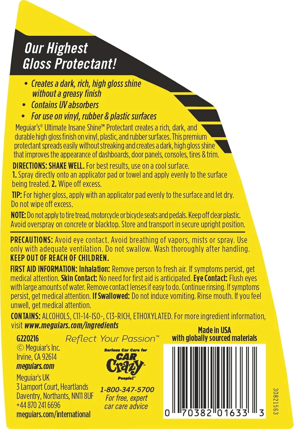 Meguiar's G220216 Ultimate Insane Shine Protectant, Car Cleaning Spray That Creates a Lasting and Glossy Shine