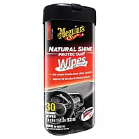 Meguiar's Natural Shine Protectant Wipes - 30 Full Size Car Care Wipes Clean and Protect Vinyl, Rubber, and Plastic Surfaces - Streak-Free Wipes with UV Protection and Leave a Satin, Non-Greasy Shine