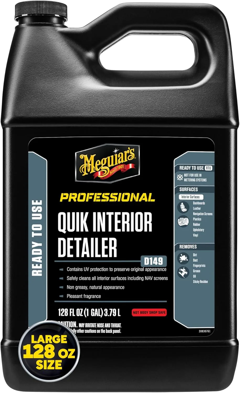 Meguiar's D14901 Detailer Quik Interior Detailer 3.79L safely cleans all interior surfaces 128 Fl Oz (Pack of 1) Quik