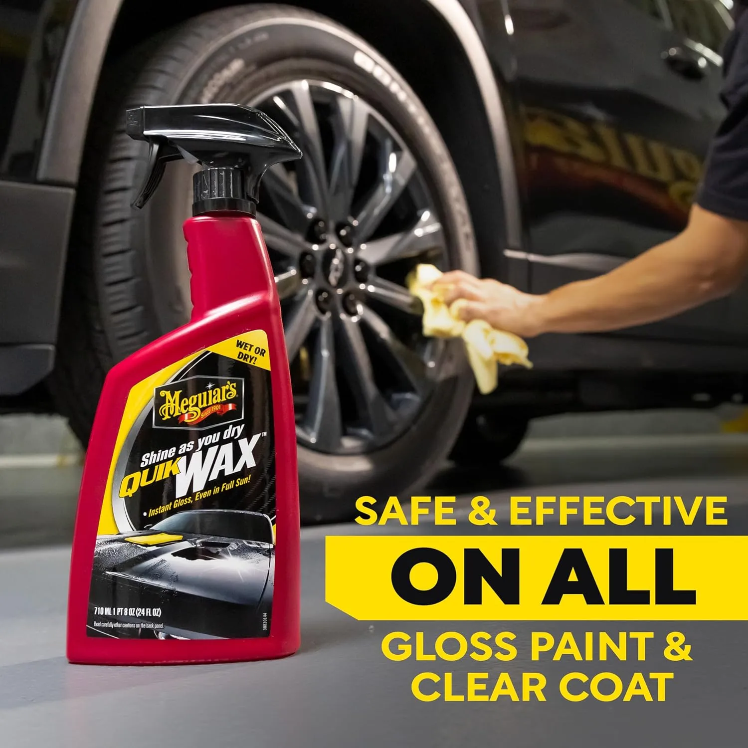 Meguiar's A1624 Quik Wax - Easy-to-Use Spray Wax for Gloss, Shine & Protection - Wet or Dry Use, 24 Oz.