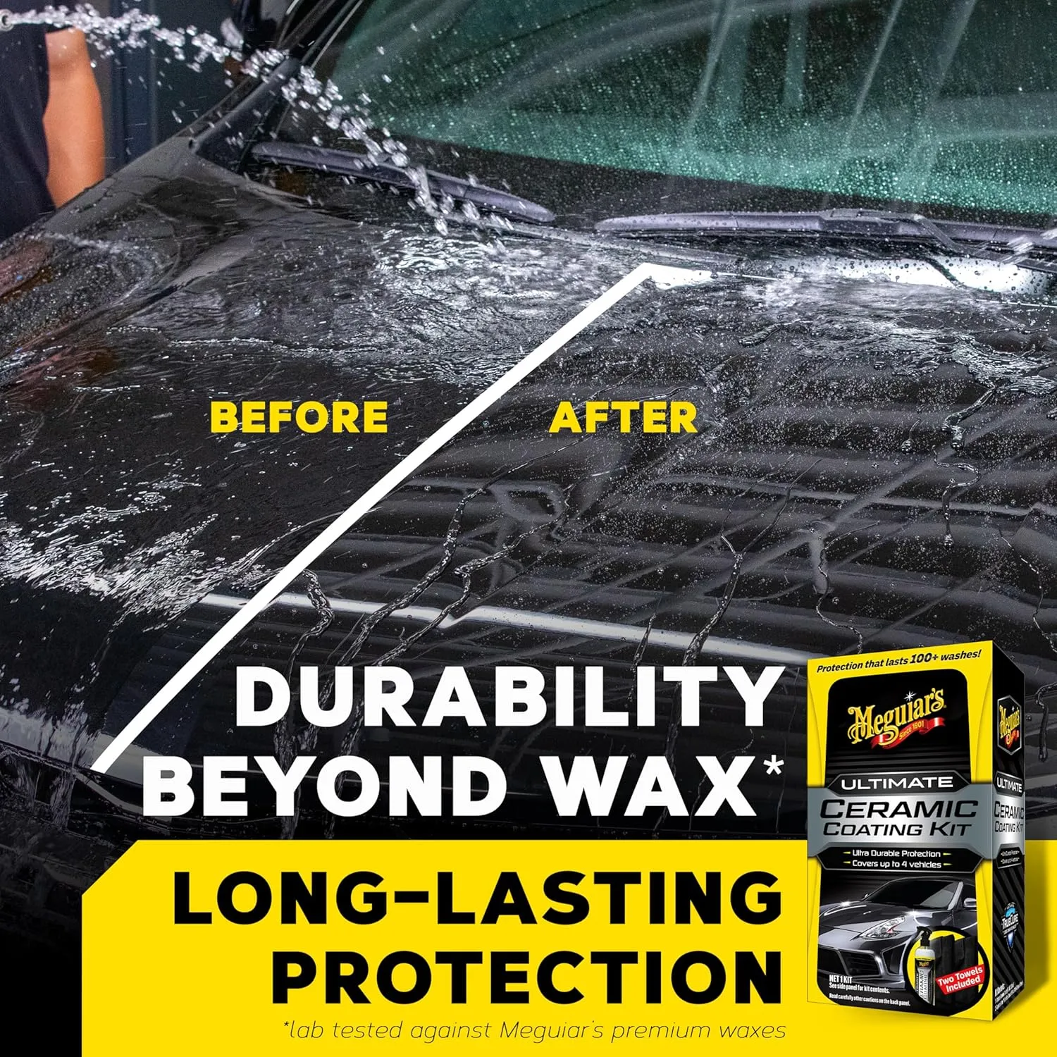 Meguiar's Ultimate Ceramic Coating Kit - Premium Kit for Cars Delivers Ultra-Durable Ceramic Protection with High Water