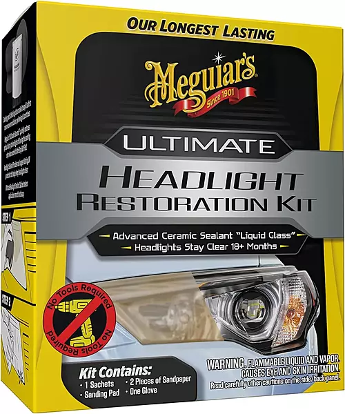 Meguiar's Ultimate Headlight Restoration Kit - The Perfect Headlight Repair Kit to Remove Yellowing and Cloudiness from