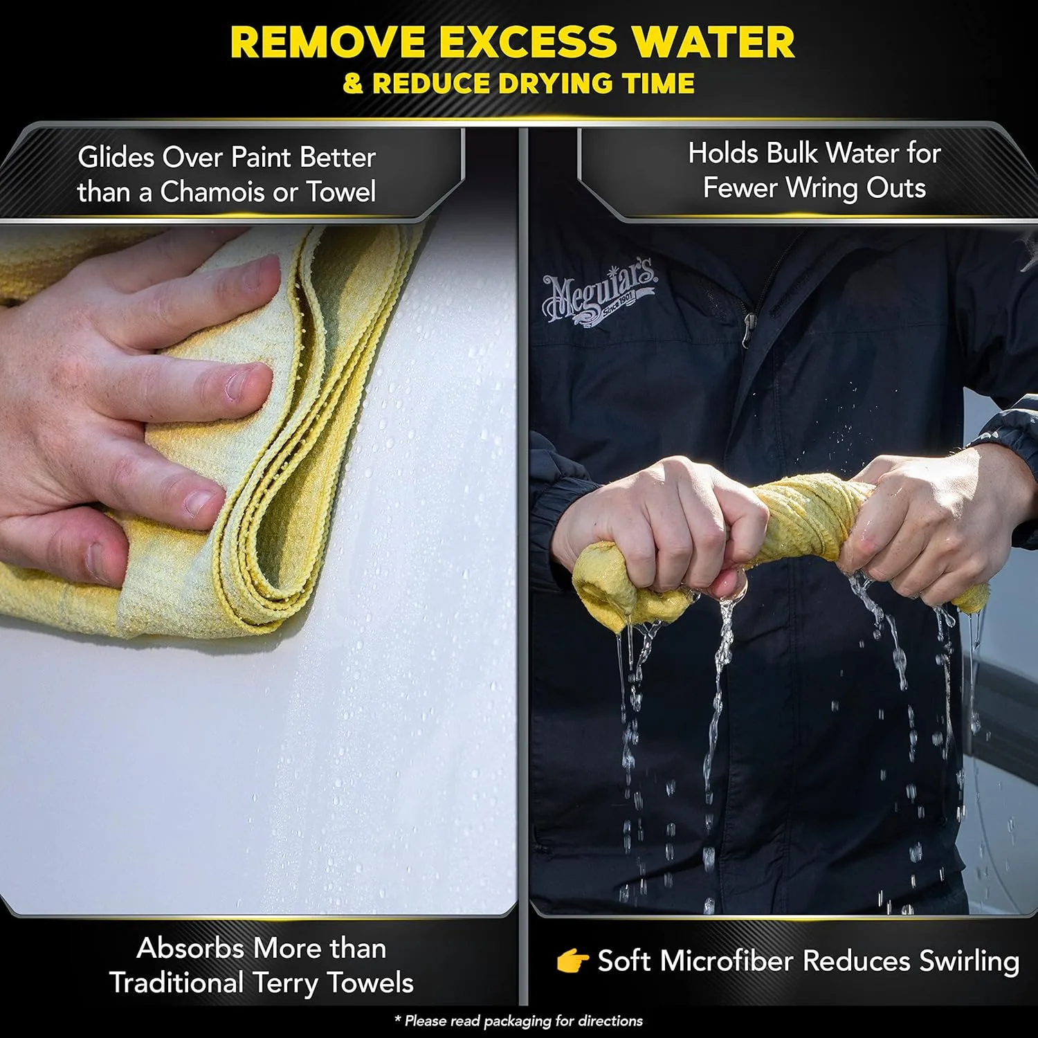 Meguiar's Water Magnet Microfiber Drying Towel, Premium Car Wash Microfiber Towel That’s Super Plush