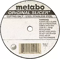 Metabo 4-inch Original Slicer® Wheel | Type 1 | 4" x .040" x 3/8" | A60TZ | Aluminum Oxide | Very Fast & Flexible | Steel