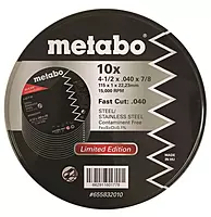 Metabo - Application: Steel/Stainless Steel - Slicer Wheel Promo Tin, 4.5" X.040x7/8 A60T, Pk 10 (655832010)