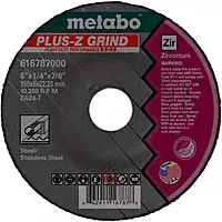 Metabo 4-1/2-inch Plus-Z Grinding Wheel | Type 27 | 4.5" x 1/4" x 5/8"-11 | ZA24T | Zirconia Alumina | Super Performance