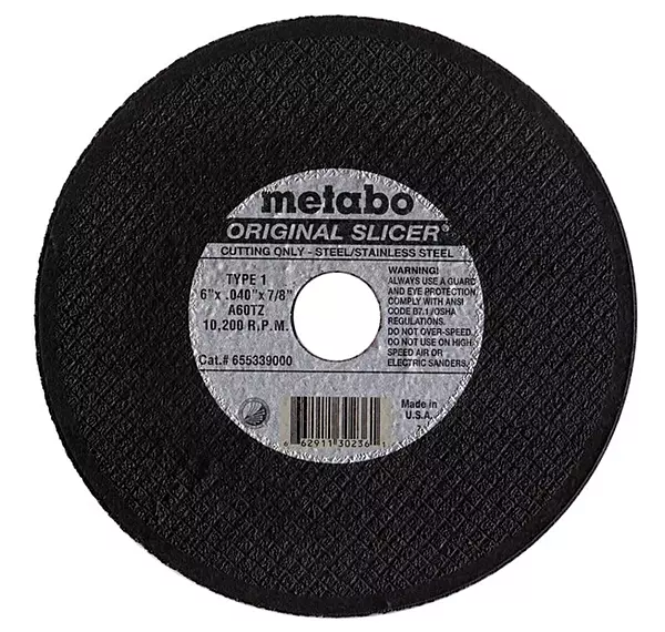 Metabo 5-inch Original Slicer® Wheel | Type 1 | 5" x .040" x 7/8" | A60TZ | Aluminum Oxide | Very Fast & Flexible | Steel
