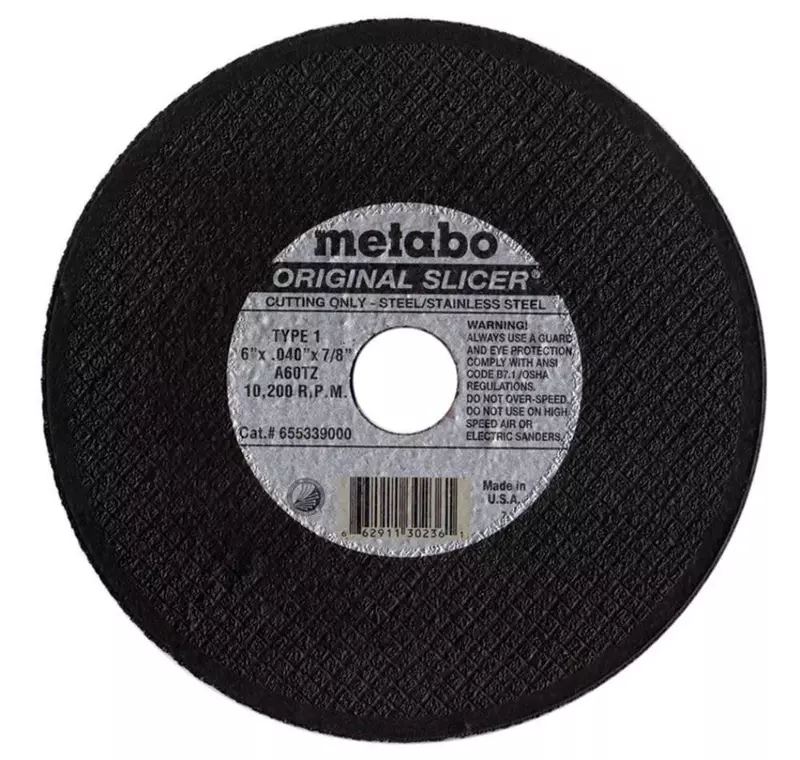 Metabo 5-inch Original Slicer® Wheel | Type 1 | 5" x .040" x 7/8" | A60TZ | Aluminum Oxide | Very Fast & Flexible | Steel