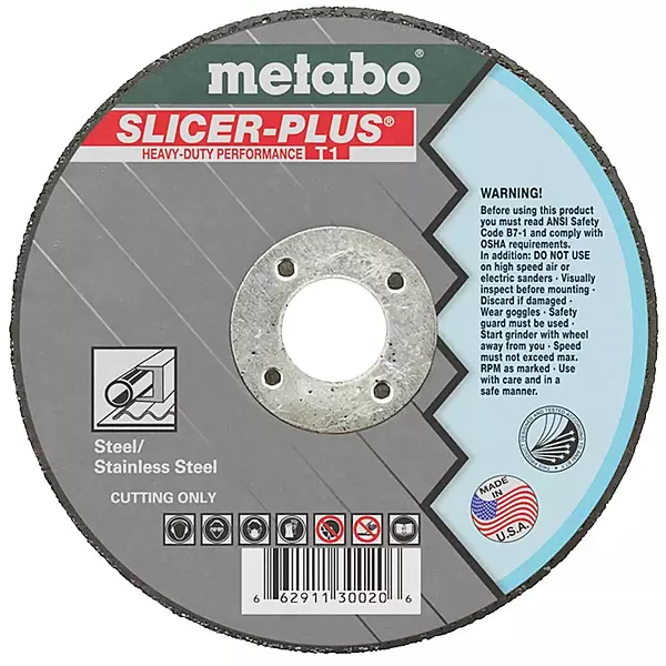Metabo 6-inch Slicer Plus Wheel | Type 27 | 6" x .045" x 7/8" | A60TX | Zirconia Alumina | Super Performance | Improved