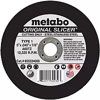 Metabo Slicer Cut Off Wheel 5" X .040" Pkg = 50