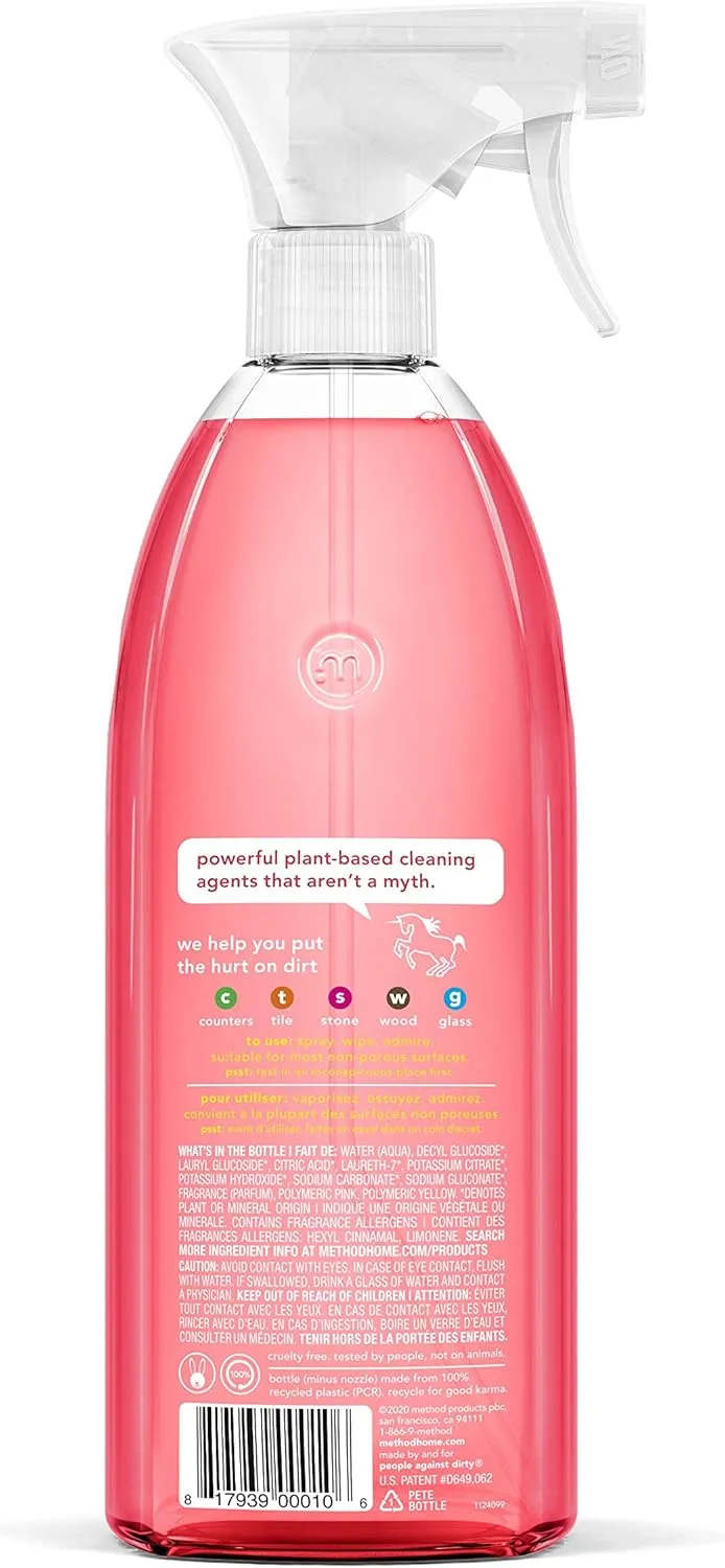 Method All-Purpose Cleaner, Pink Grapefruit, Plant-Based and Biodegradable Formula Perfect for Most Counters, Tiles, Stone