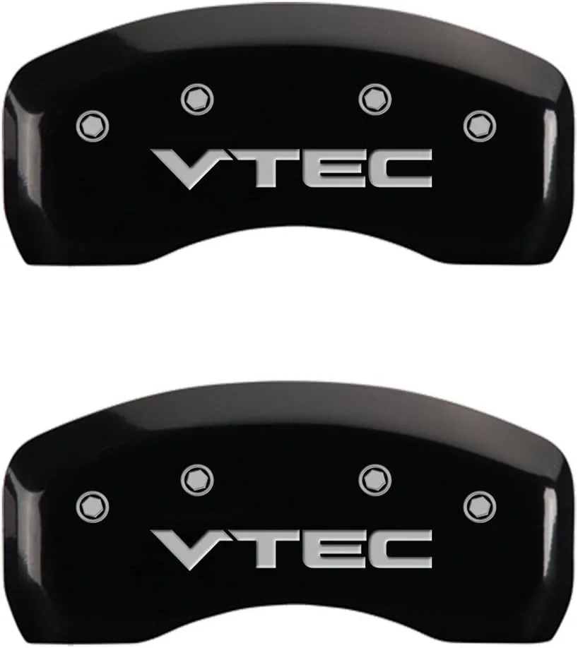 MGP Caliper Covers 20220SVTCBK Black Powder Coat Finish Front and Rear Caliper Cover, Set of 4 (Vtech Silver Characters, Engraved)