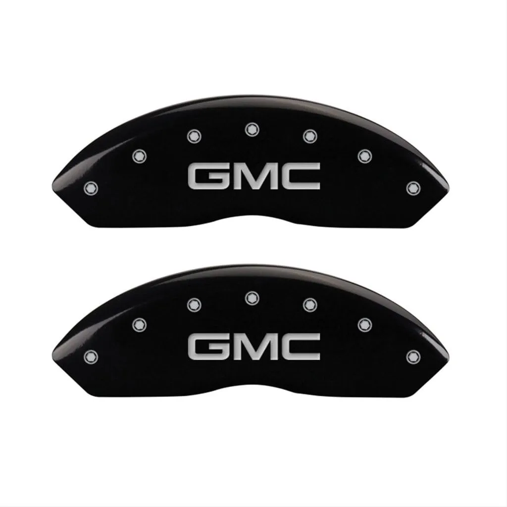 MGP Caliper Covers 34218SGMCBK GMC Black Powder Coat Finish, Silver Characters, Set of 4