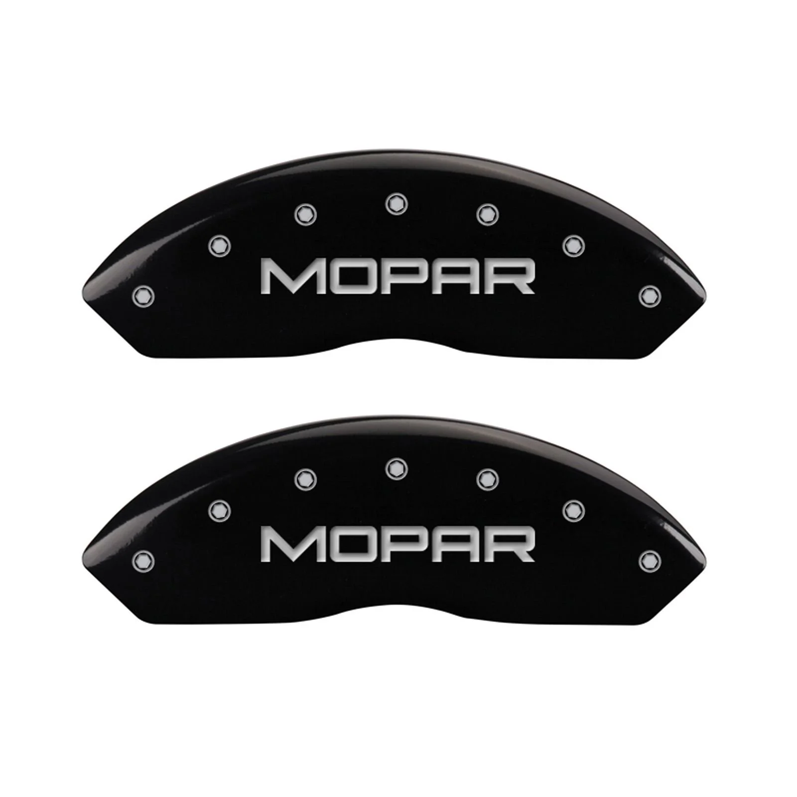 MGP Caliper Covers 42014SMOPBK Black Powder Coat Finish Front and Rear Caliper Cover, Set of 4 (MOPAR Silver Characters, Engraved)