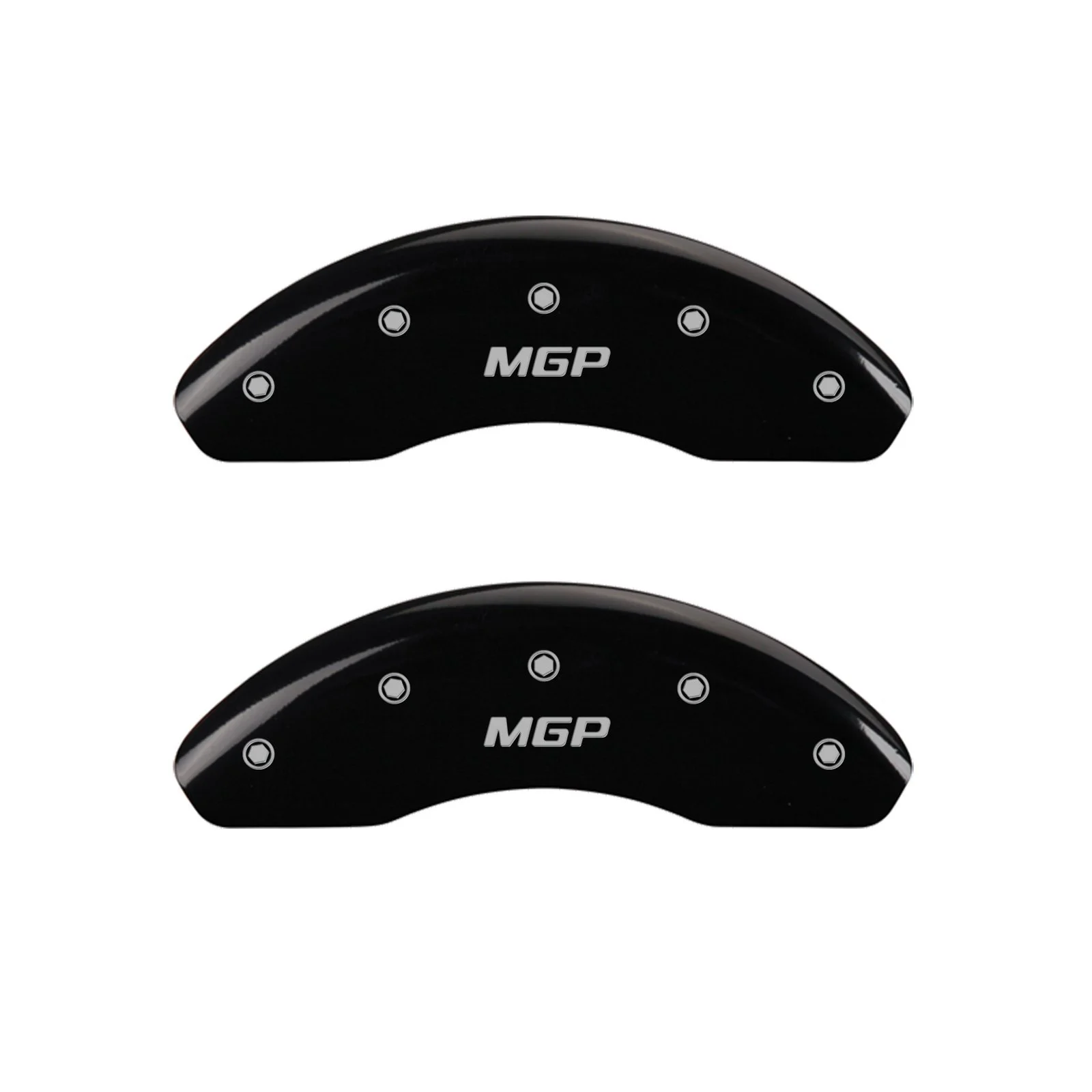 MGP Caliper Covers 20220SMGPBK Black Powder Coat Finish Front and Rear Caliper Cover, Set of 4 (MGP Silver Characters, Engraved)