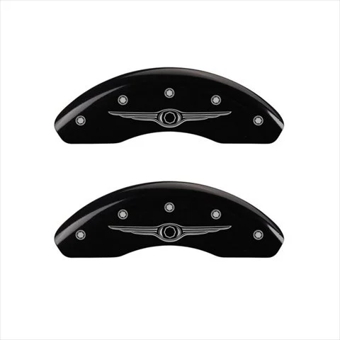 SET OF 4 CALIPER COVERS, FRONT AND REAR: STYLE 1/CHRYSLER WING, BLACK POWDER CO