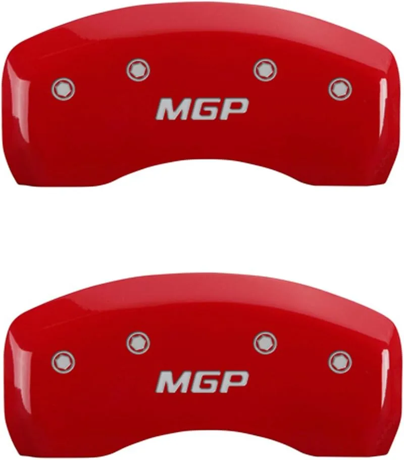 MGP Caliper Covers 11216SMGPRD Red Powder Coat Finish 'MGP' Engraved Caliper Cover with Silver Characters, (Set of 4)