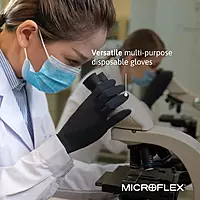 Ansell MICROFLEX Black Dragon BD-100L Heavy Duty 6.7 mil Latex Exam Gloves for Automotive, Food, Life Sciences, Healthcare