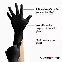 Ansell MICROFLEX Black Dragon BD-100L Heavy Duty 6.7 mil Latex Exam Gloves for Automotive, Food, Life Sciences, Healthcare