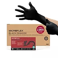 Ansell MICROFLEX Black Dragon BD-100L Heavy Duty 6.7 mil Latex Exam Gloves for Automotive, Food, Life Sciences, Healthcare