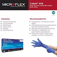 Disposable Gloves: Series Microflex Cobalt, Size Medium, 3.9 mil, Not Coated, Nitrile, General Purpose Grade, Powder-Free, No