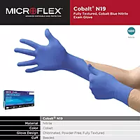 Disposable Gloves: Series Microflex Cobalt, Size Medium, 3.9 mil, Not Coated, Nitrile, General Purpose Grade, Powder-Free, No