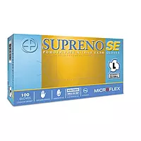 Series Microflex Supreno Disposable Gloves: Size Large, 4.3 mil, Uncoated-Coated Nitrile, Medical Grade, Unpowdered