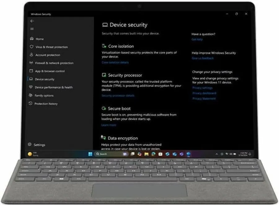 Microsoft Surface Pro 11 Copilot+ PC Tablet - 13" - vPro Technology - 32 GB - 256 GB SSD - Windows 11 Pro - Platinum