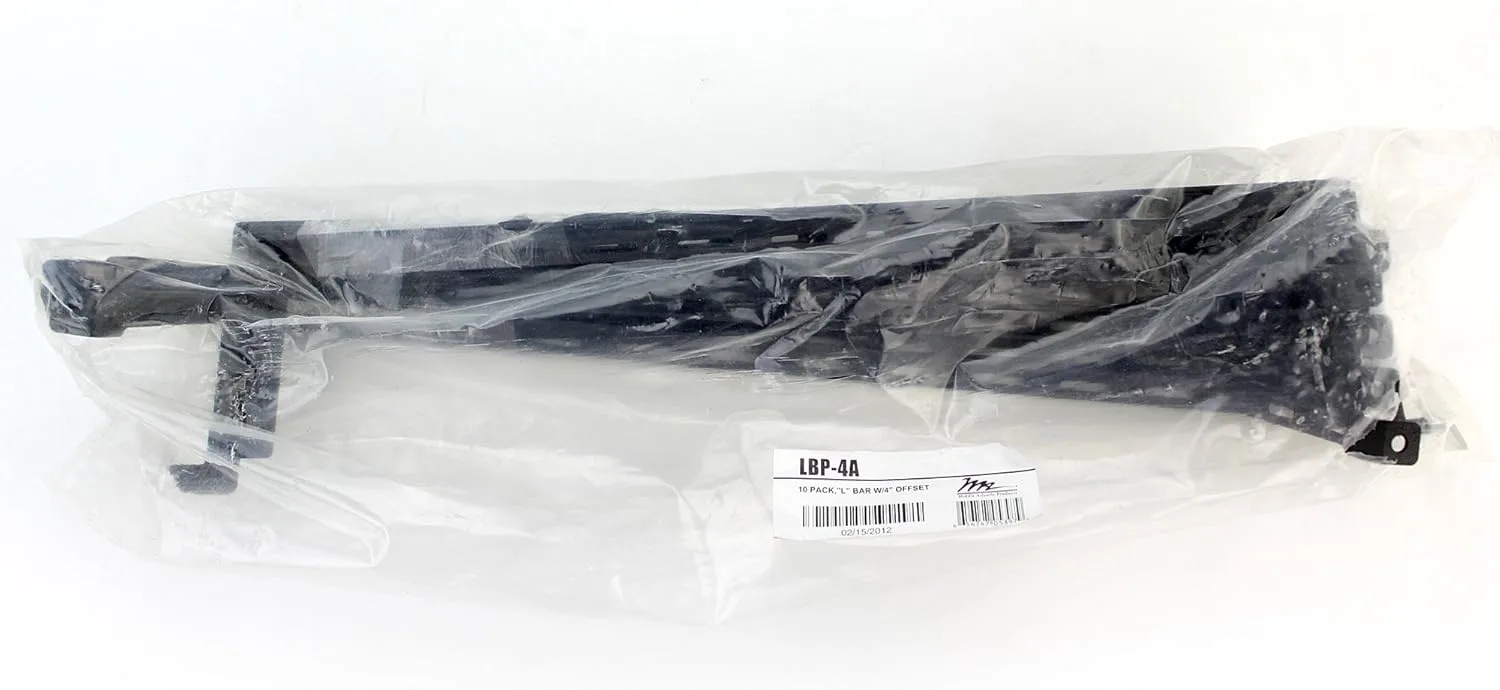 AVBcable Middle Atlantic LBP-4A 4" Offset L-Shaped Lace Bar For Rackrail (10 Pack) - Cable Management Accessory - Compatible with Rackrail Roof Rails