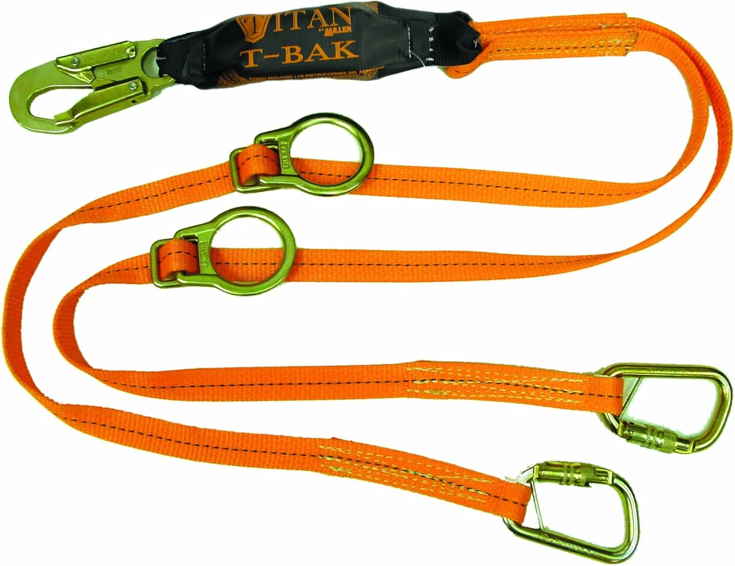 Miller by Honeywell T6121TB-Z7/6FTAF 6-Feet Double-Legged Tie-Back Web Lanyard with Adjustable D-Rings