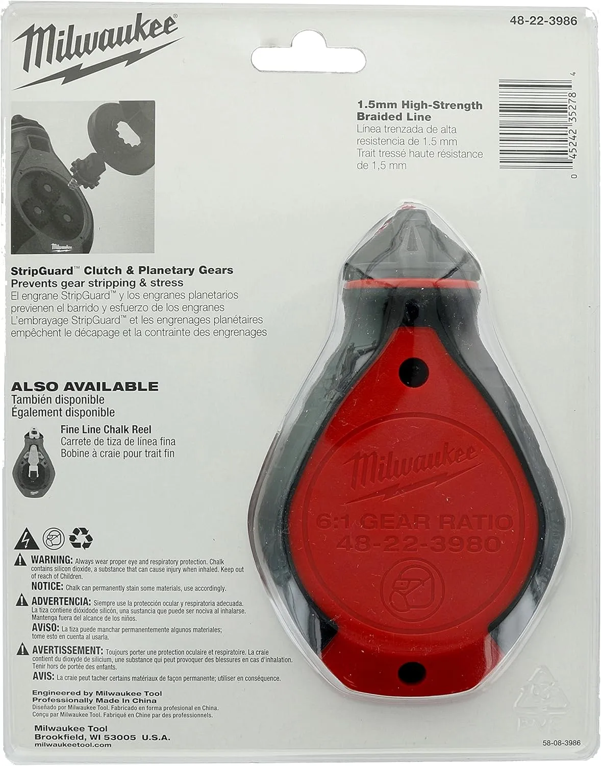 Milwaukee ELEC Tool 48-22-3986 Bold Line Chalk Reel