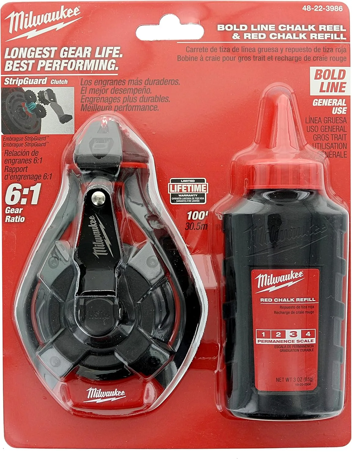Milwaukee ELEC Tool 48-22-3986 Bold Line Chalk Reel