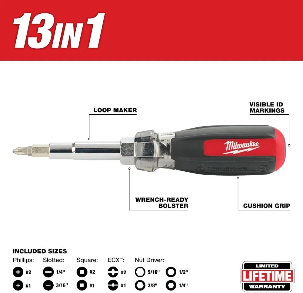 MILWAUKEE 13-in-1 Cushion Grip Screwdriver