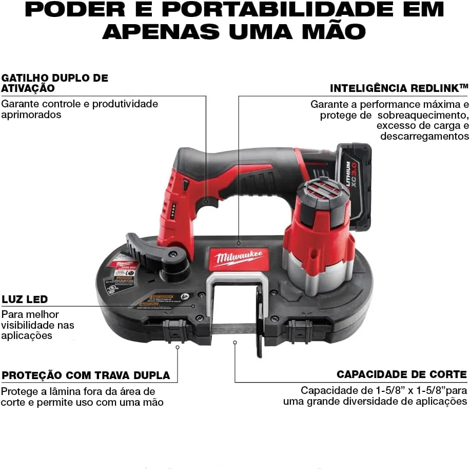 Cordless Portable Bandsaw: 12V, 27-1/2" Blade, 280 SFPM, 1-5/8" Cutting Capacity