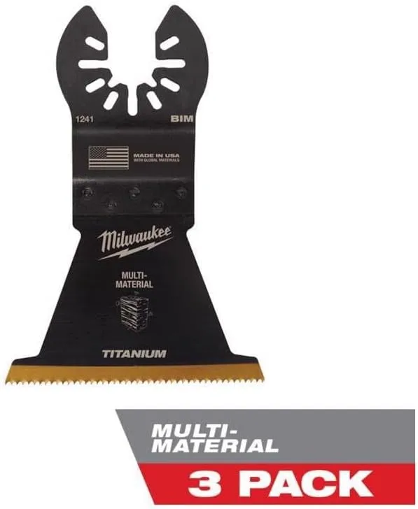Milwaukee 2-1/2 in Titanium-Enhanced Bi-Metal Oscillating Blade, Open-LOK 3PK