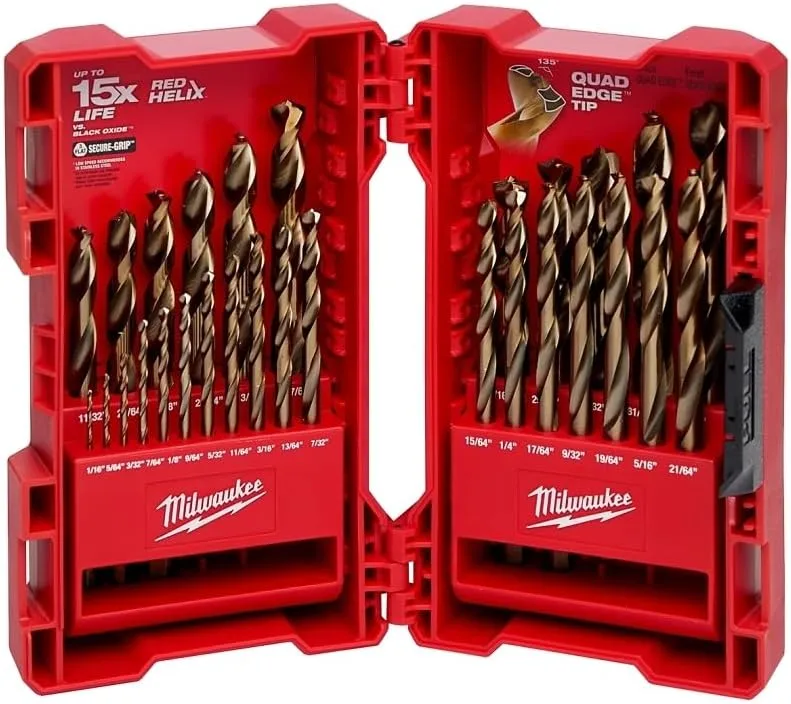 Milwaukee Electric Tools 48-89-2332 29Pc Cobalt Helix Drill Bit Set, Red